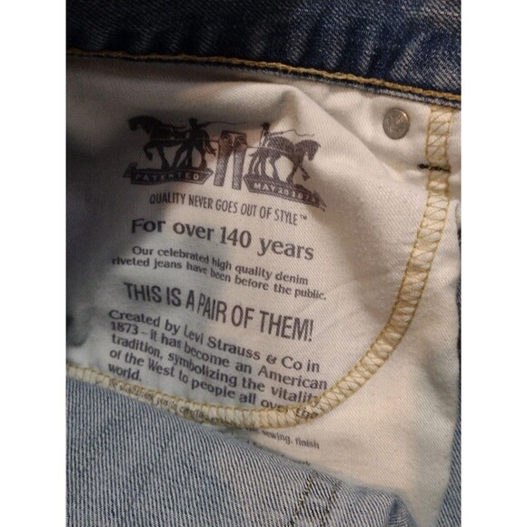 Levi's 505 Jeans Mens 38x30 Blank Red Tab Light Wash Denim Straight - Picture 8 of 11